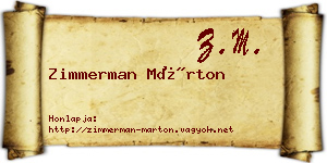 Zimmerman Márton névjegykártya